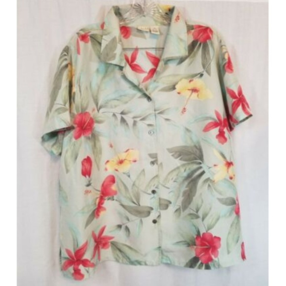 Linden Hill Floral Tropical Silk Top 1X